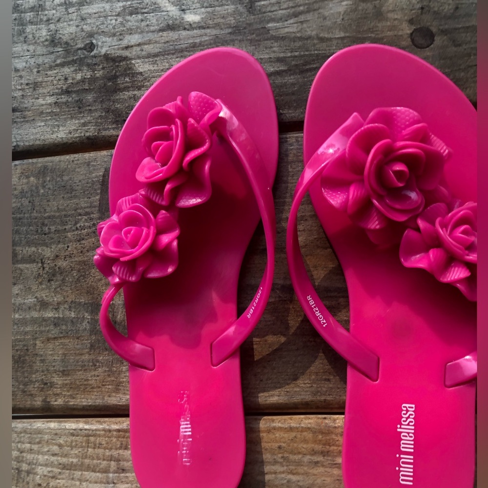 Mini Melissa Harmonic garden pink flip flops kids 3